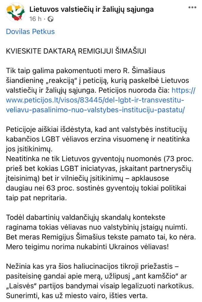 LVŽS pasisakymas