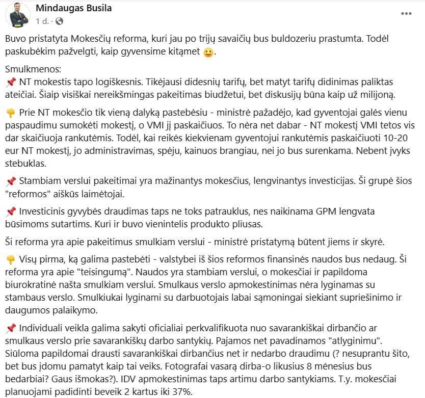 M. Busilos pasisakymas