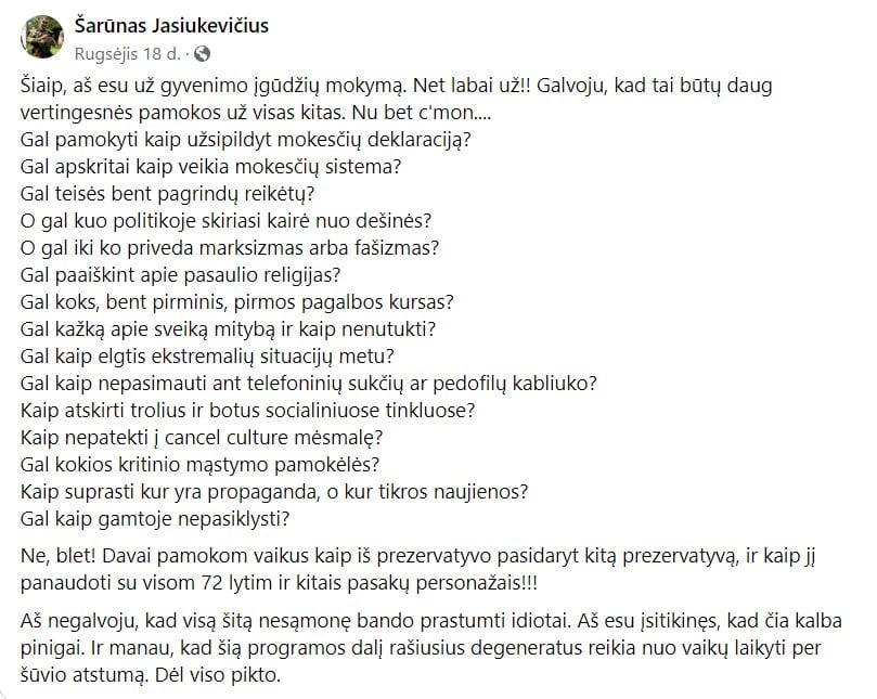 Š. Jasiukevičiaus pasisakymas
