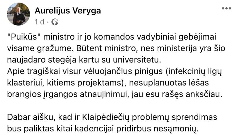 A. Verygos pasisakymas