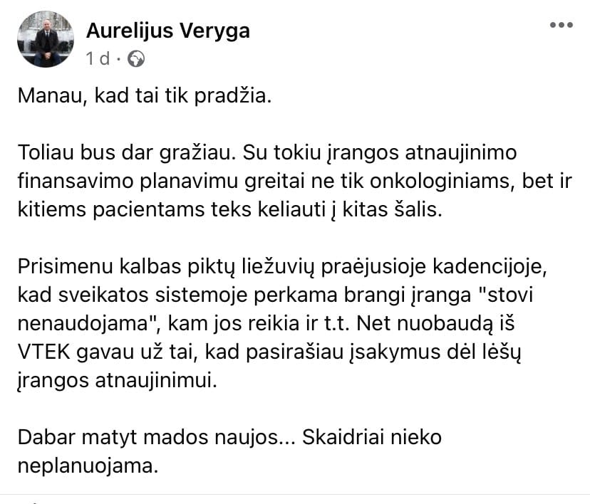 A. Verygos pasisakymas