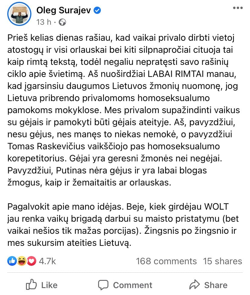 O. Šurajevo pasisakymas
