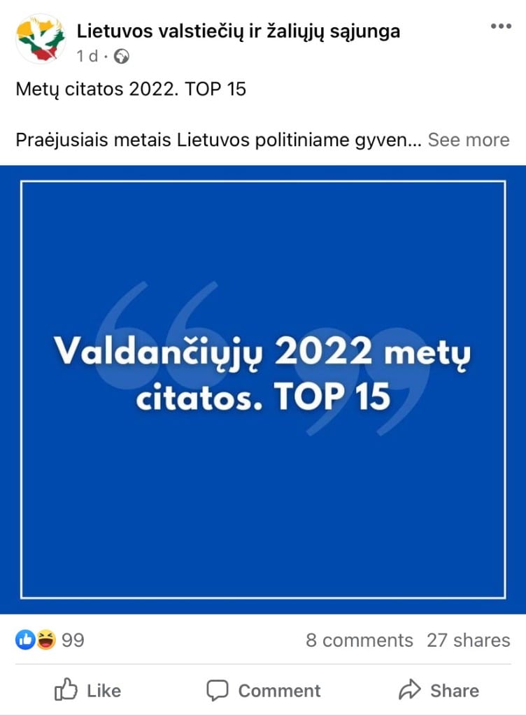 LVŽS pasisakymas