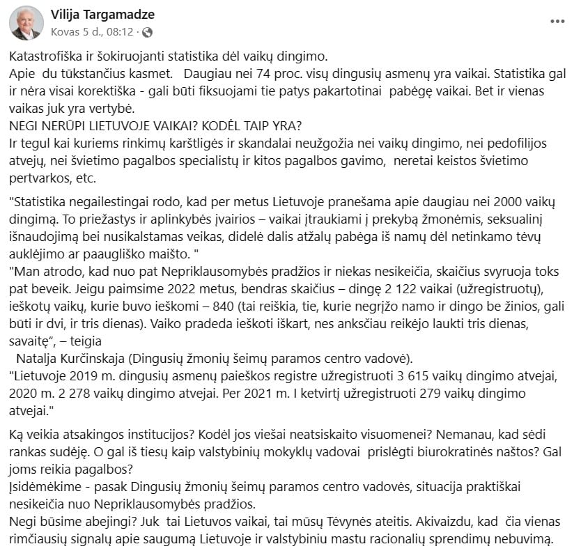 V. Targamadzės pasisakymas