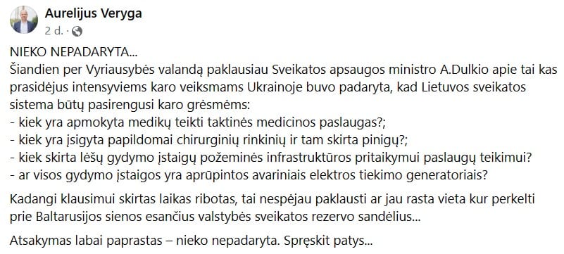 A. Verygos pasisakymas