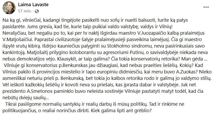 L. Lavaste pasisakymas