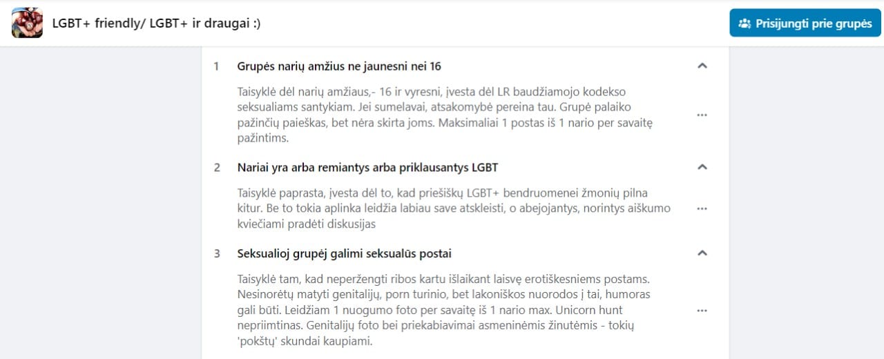 Seksualinio pobūdžio Feisbuko grupė