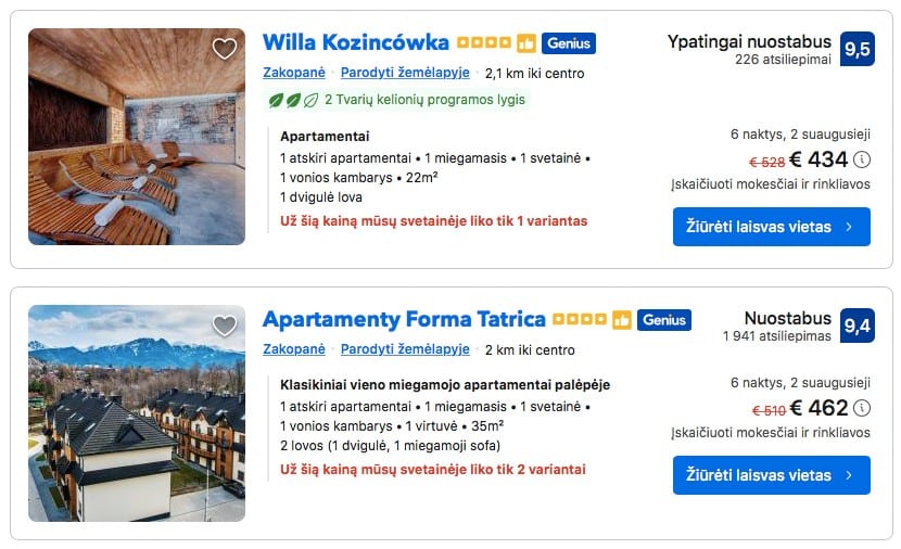 Poilsio kainos Lenkijoje