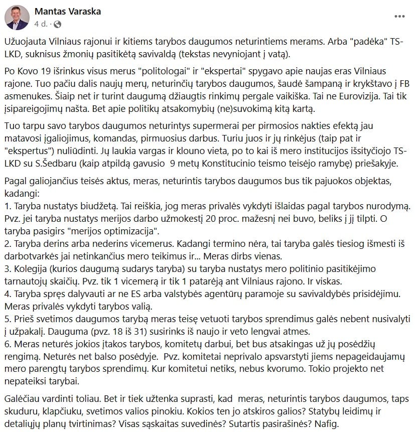 M. Varaškos pasisakymas