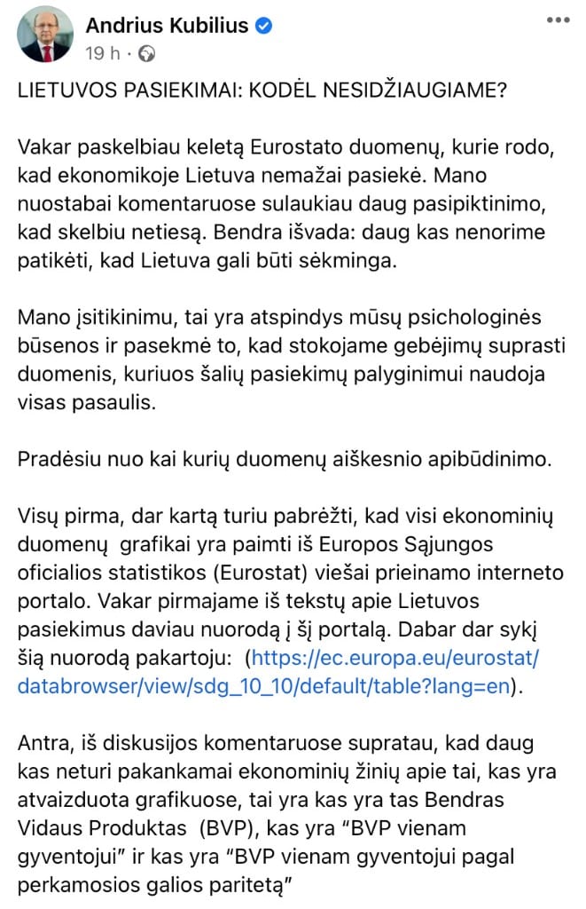 A. Kubiliaus pasisakymas