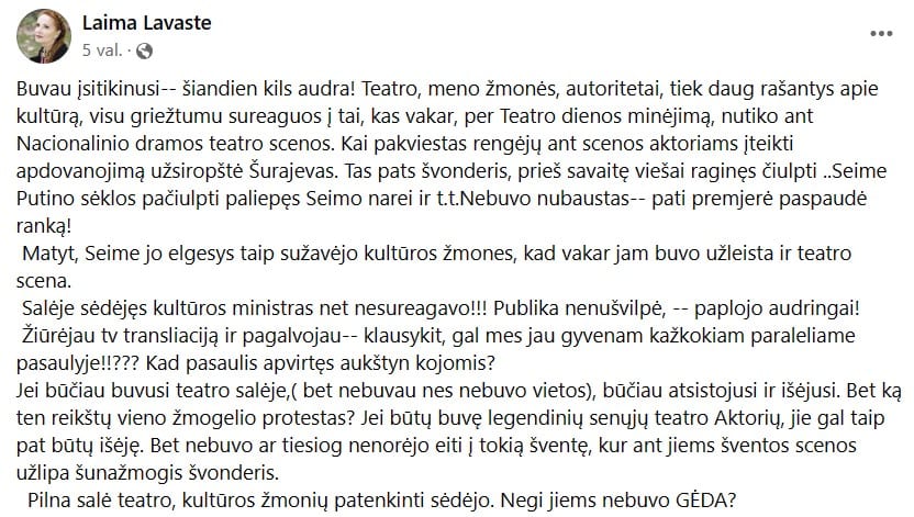 L. Lavaste pasisakymas