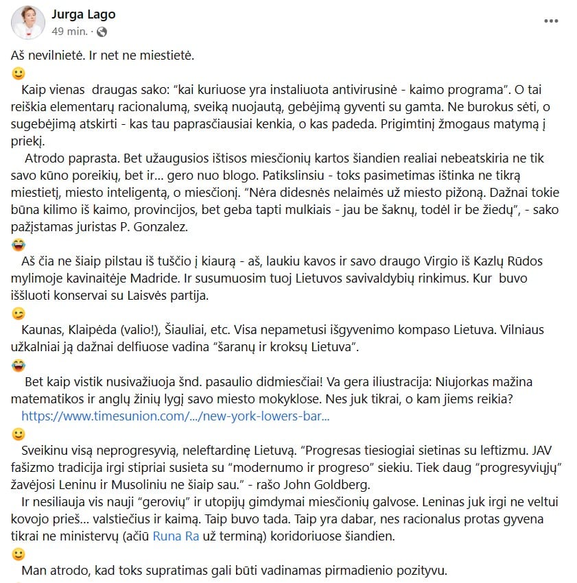 J. Lago pasisakymas