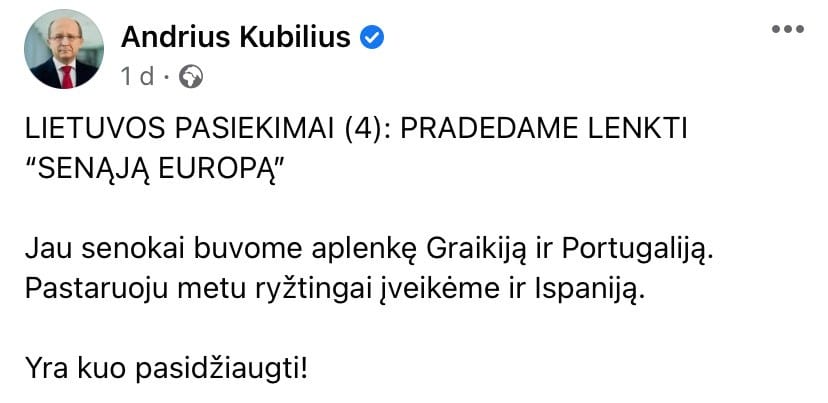 A. Kubiliaus pasisakymas