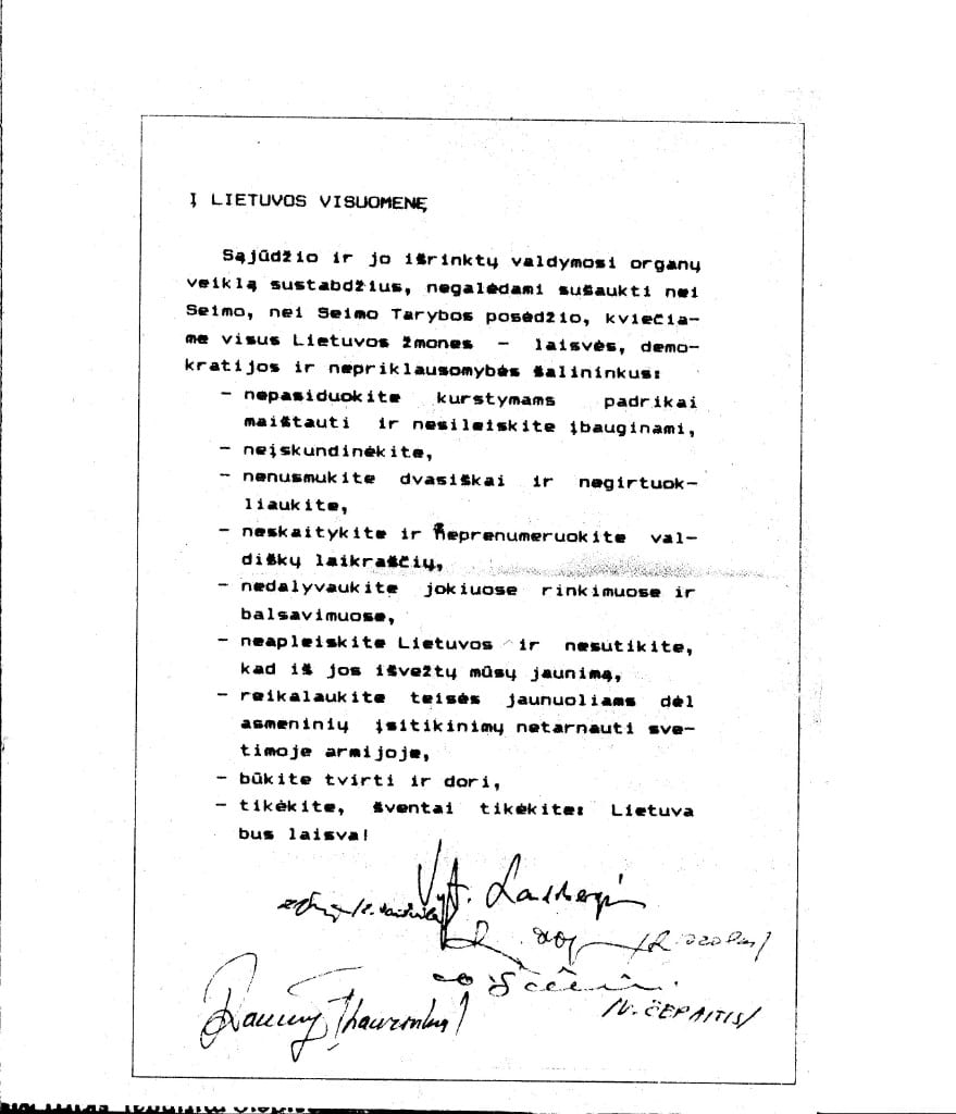 Lietuvos Tarybos kreipimasis