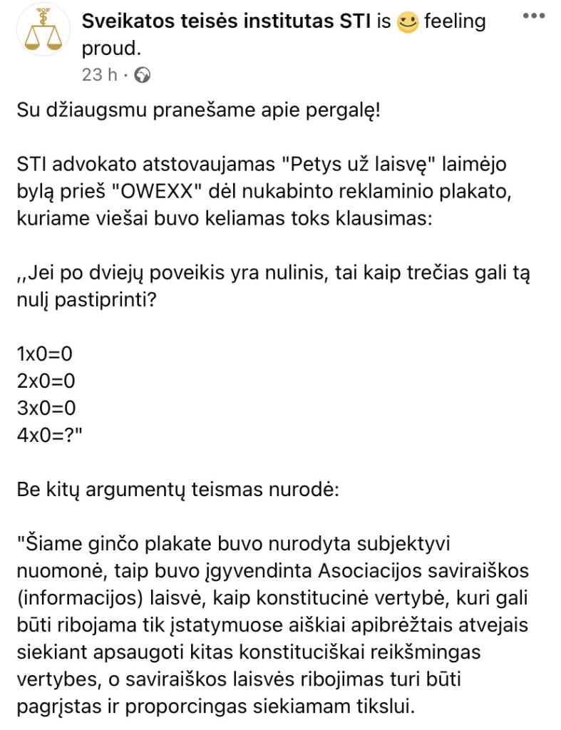 STI pasisakymas