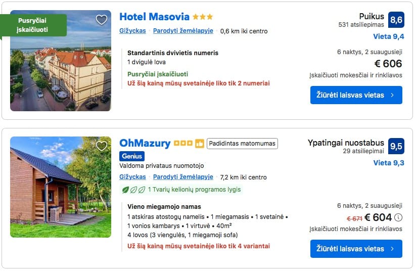Poilsio kainos Lenkijoje