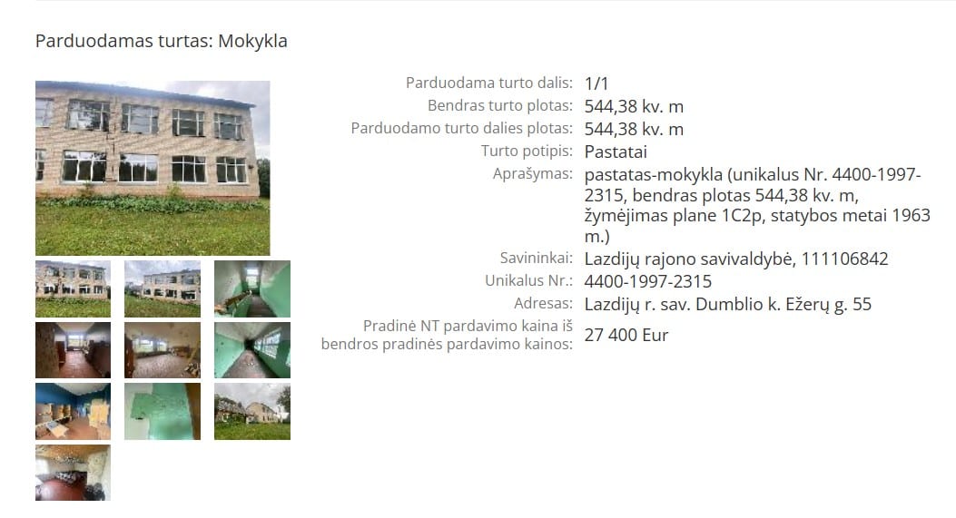 Lazdijų raj. parduodama mokykla