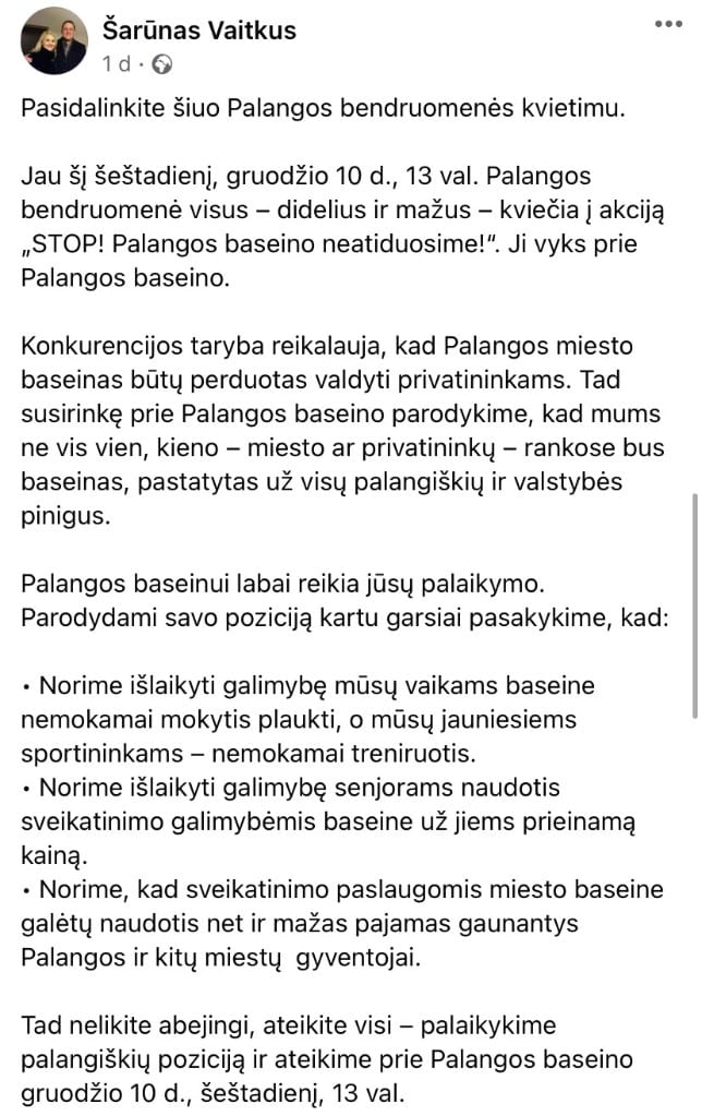Š. Vaitkaus pasisakymas