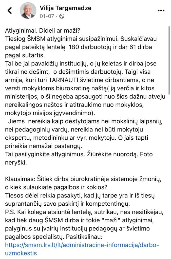 V. Targamadzės pasisakymas