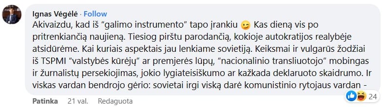 I. Vėgėlės komentaras