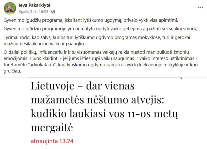 I. Pakarklytės pasisakymas