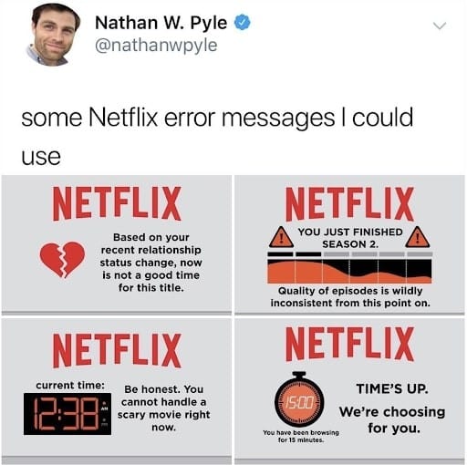 „Netflix“ klaidų pranešimai