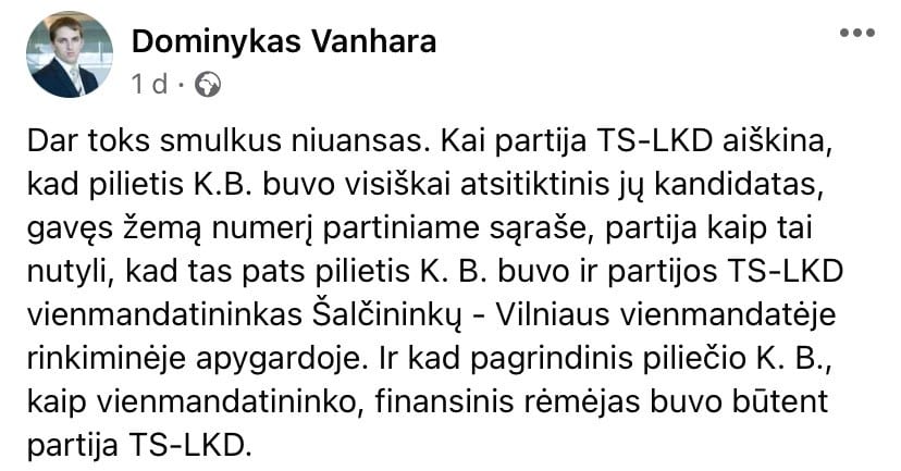 D. Vanharos pasisakymas
