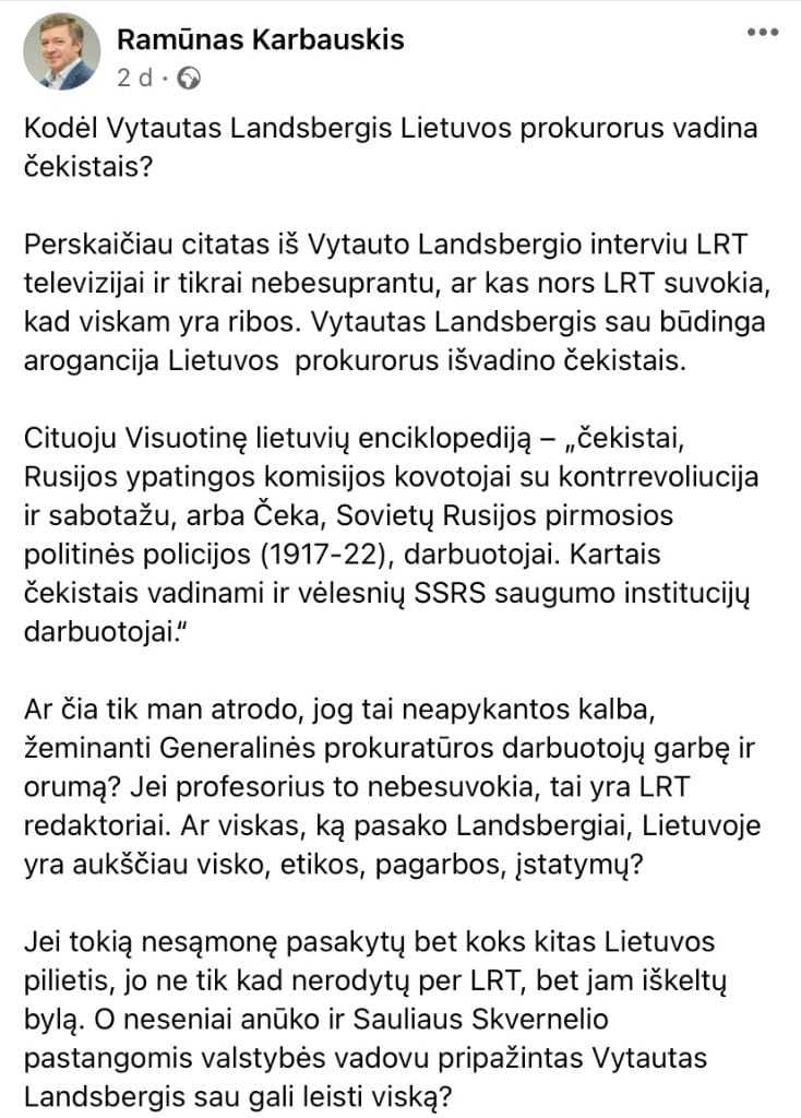 R. Karbauskio pasisakymas