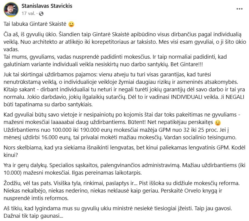 S. Stavickio pasisakymas