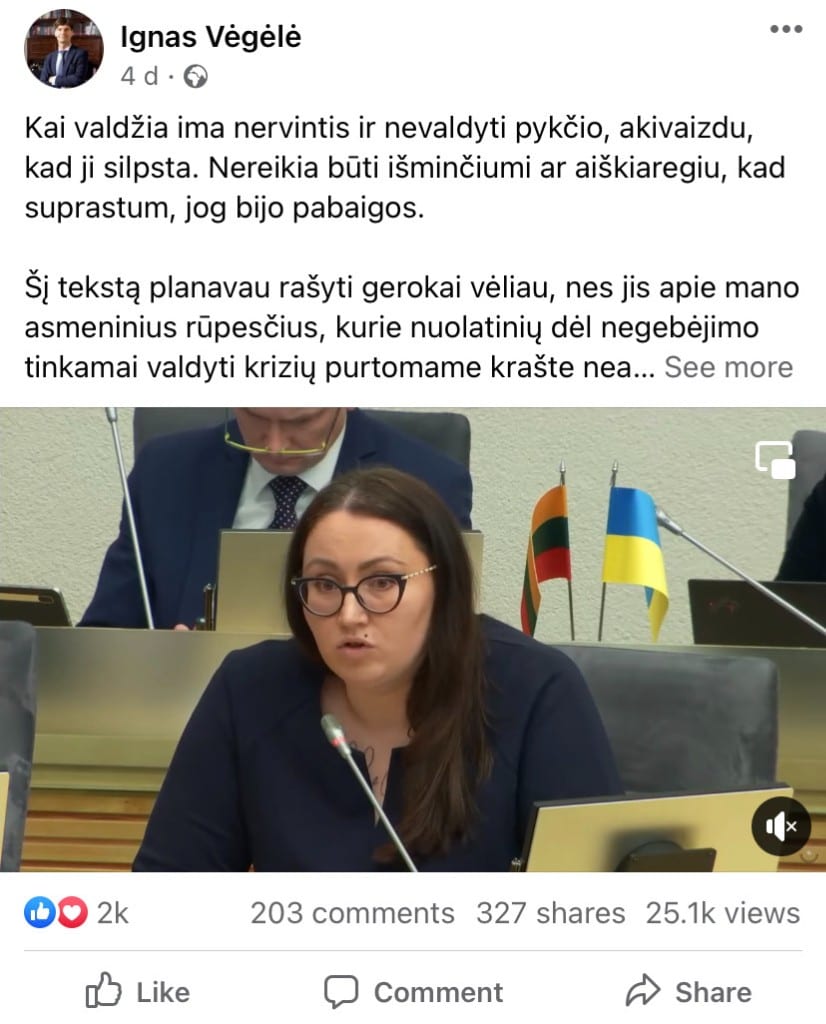 I. Vėgėlės pasisakymas