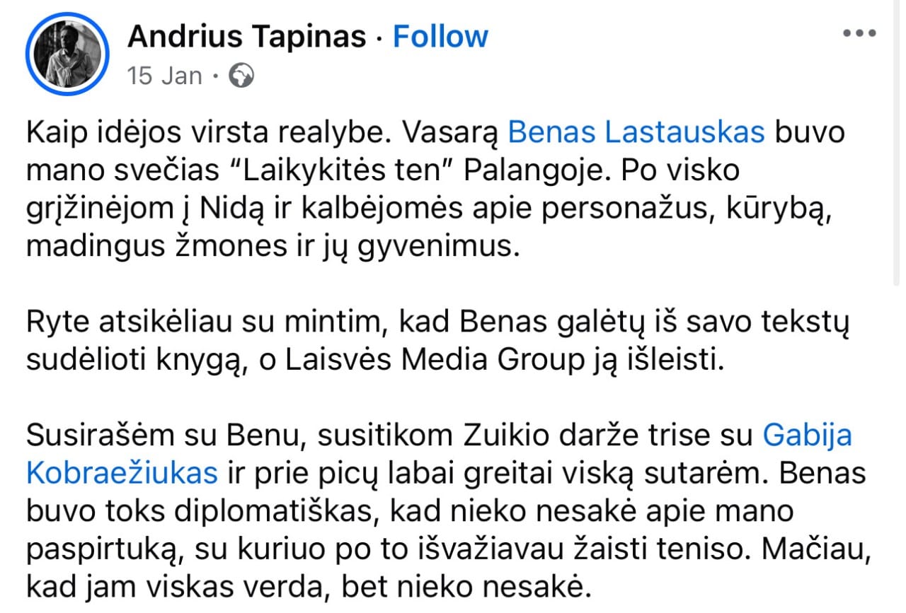A. Tapino pasisakymas