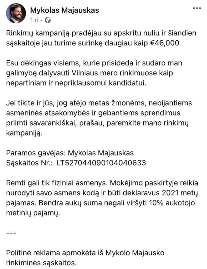 M. Majausko pasisakymas