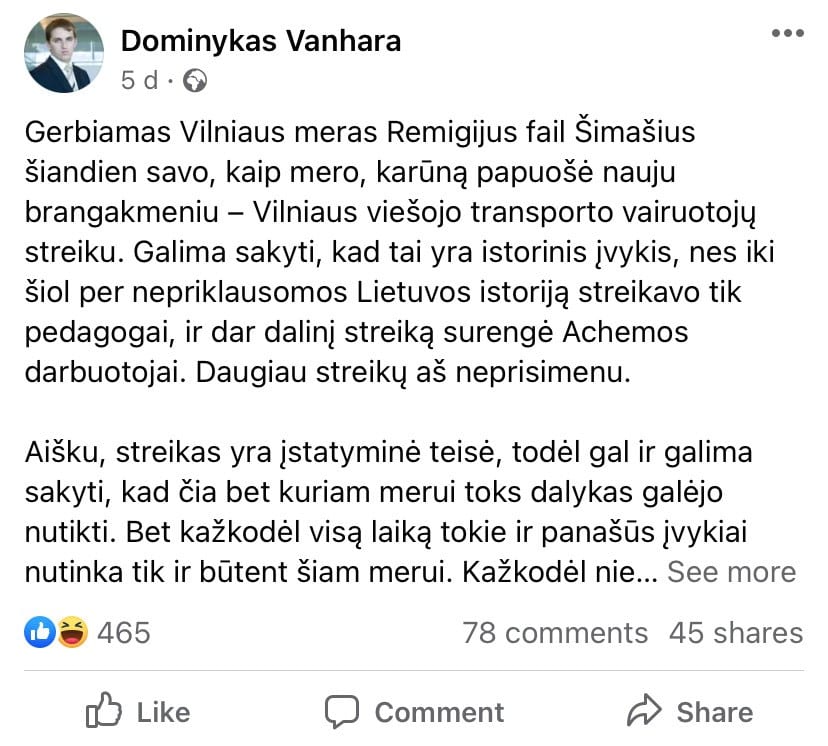 D. Vanharos pasisakymas