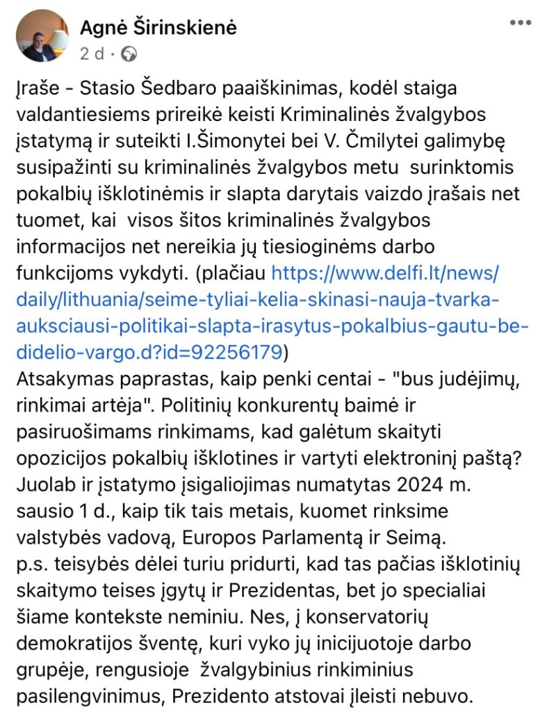 A. Širinskienės pasisakymas