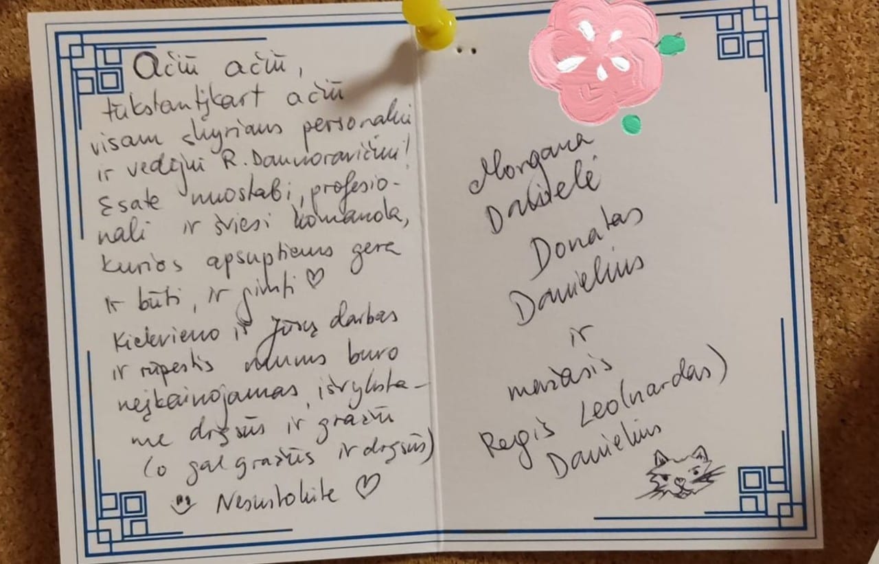 M. Danielės padėka medikams