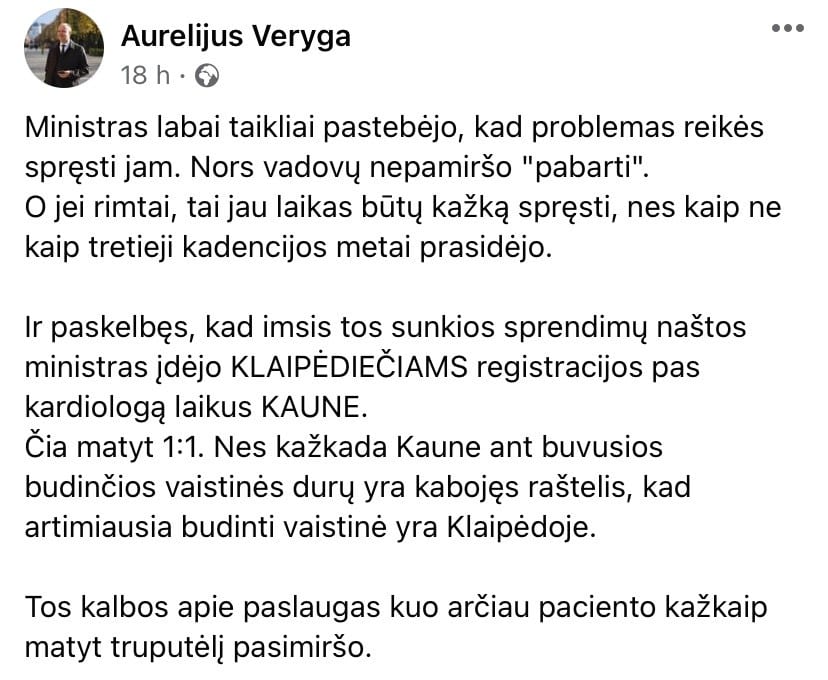 A. Verygos pasisakymas