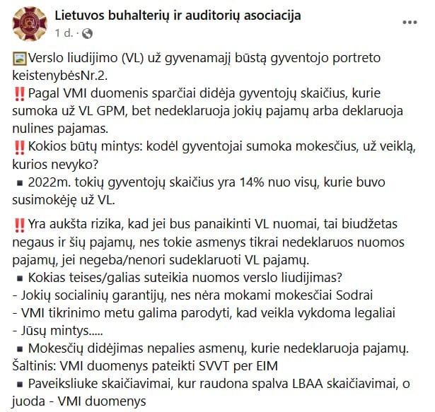 Lietuvos auditorių ir buhalterių asociacijos pasisakymas