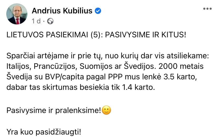 A. Kubiliaus pasisakymas