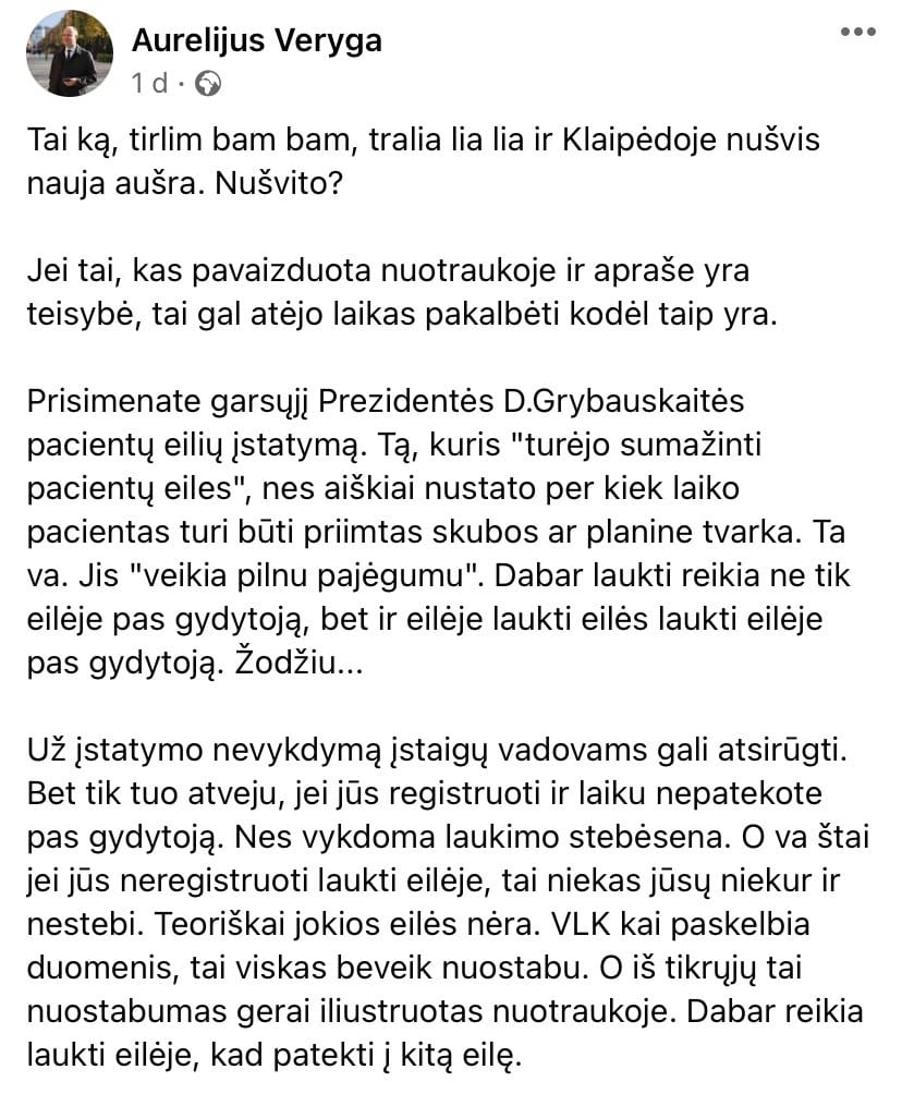 A. Verygos pasisakymas