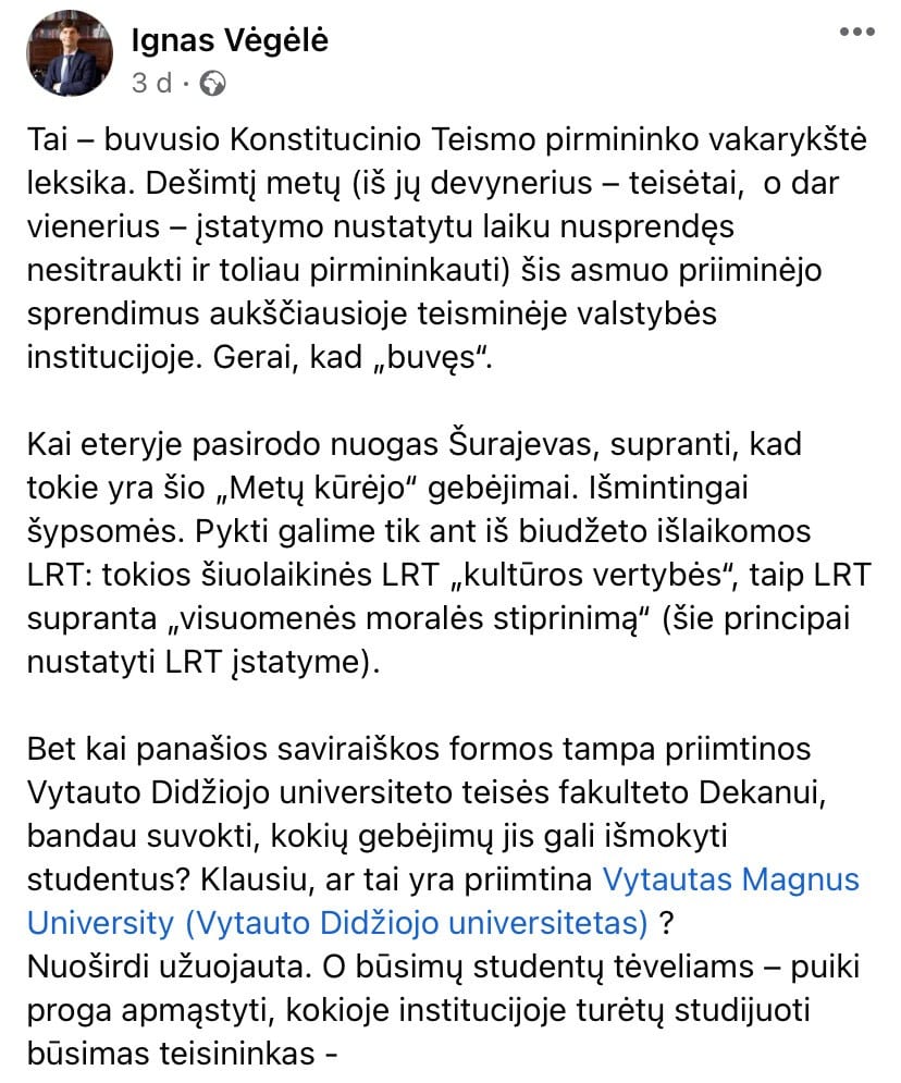 I. Vėgėlės pasisakymas