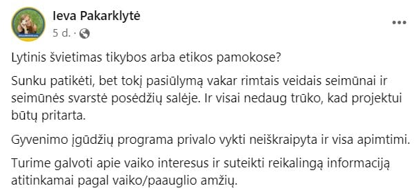 I. Pakarklytės pasisakymas