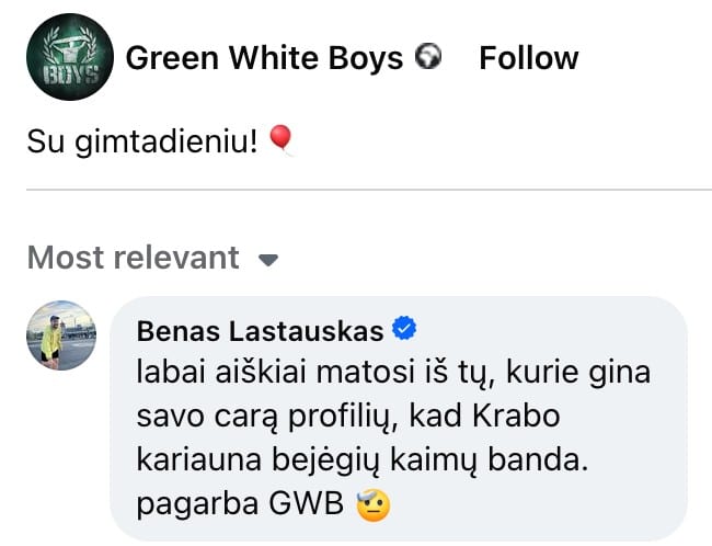 B. Lastausko komentaras