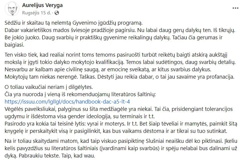 A. Verygos pasisakymas