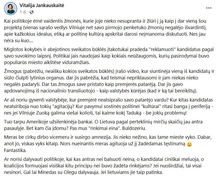 V. Jankauskaitės pasisakymas