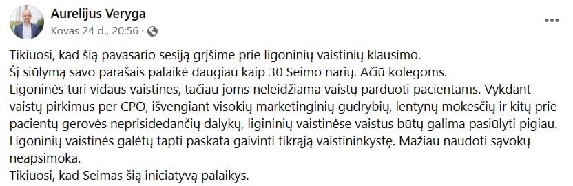 A. Verygos pasisakymas