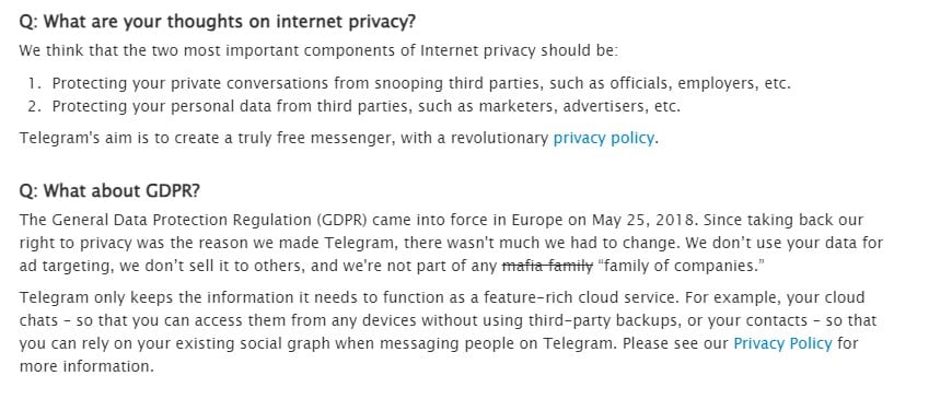 Telegram nuostatai