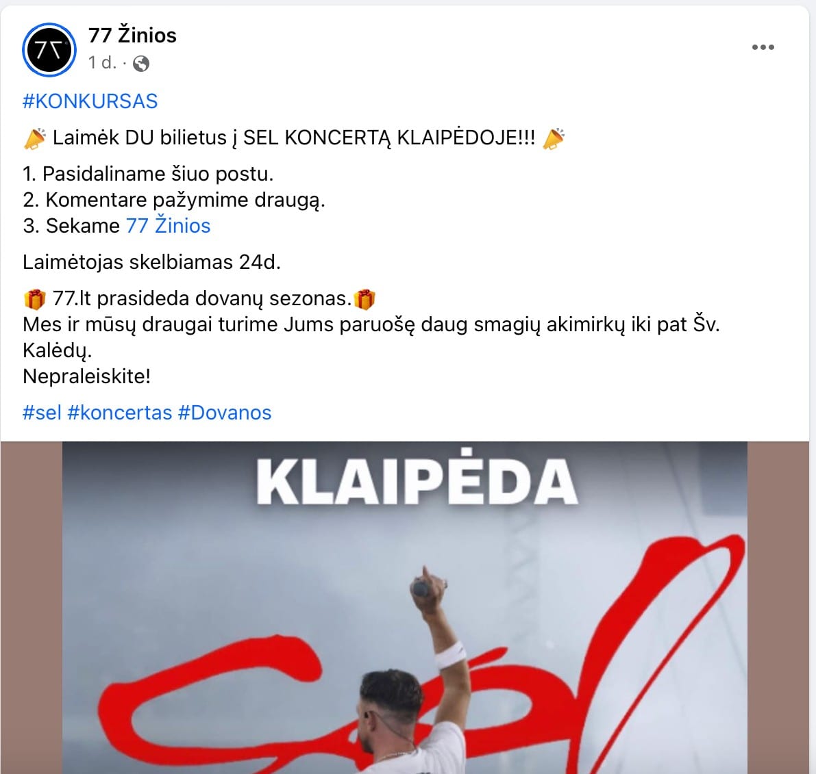 „77.lt“ feisbuko paskyros įrašas