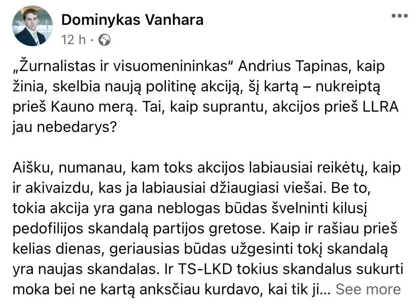 D. Vanharos pasisakymas