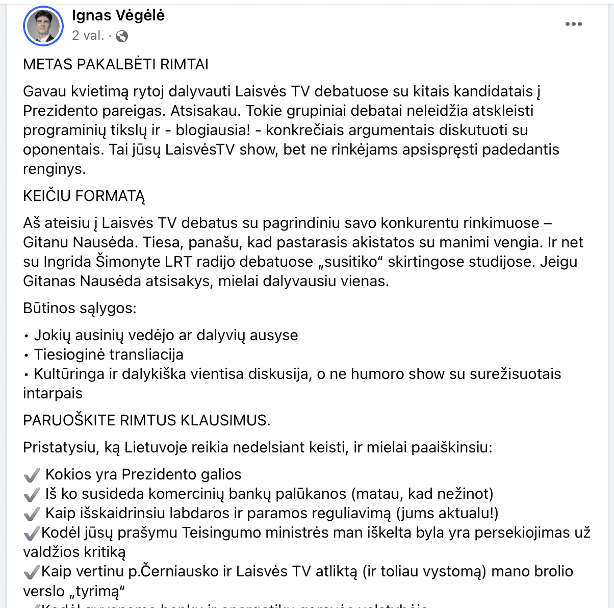 I. Vėgėlės įrašas