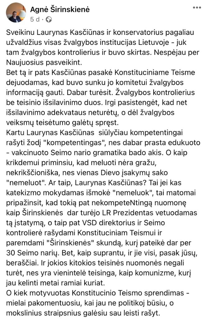 A. Širinskienės pasisakymas
